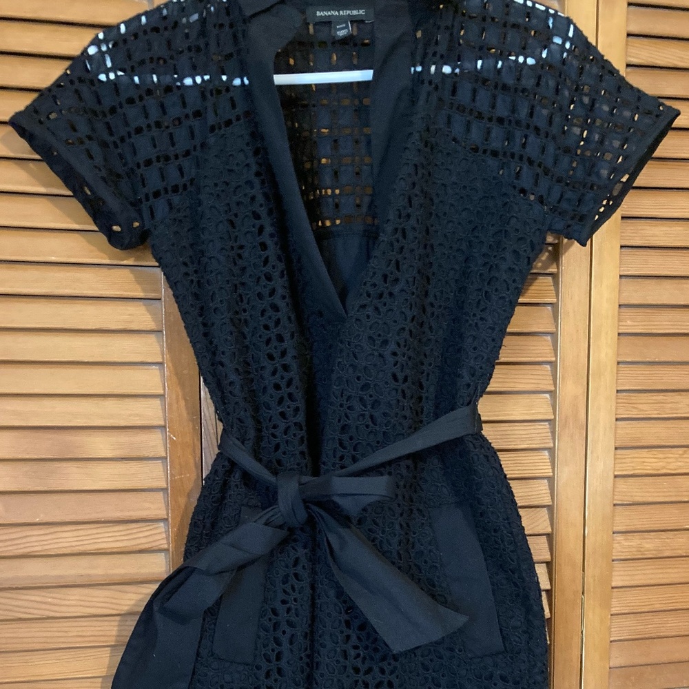 Banana Republic Black crochet mini dress - Size OOP